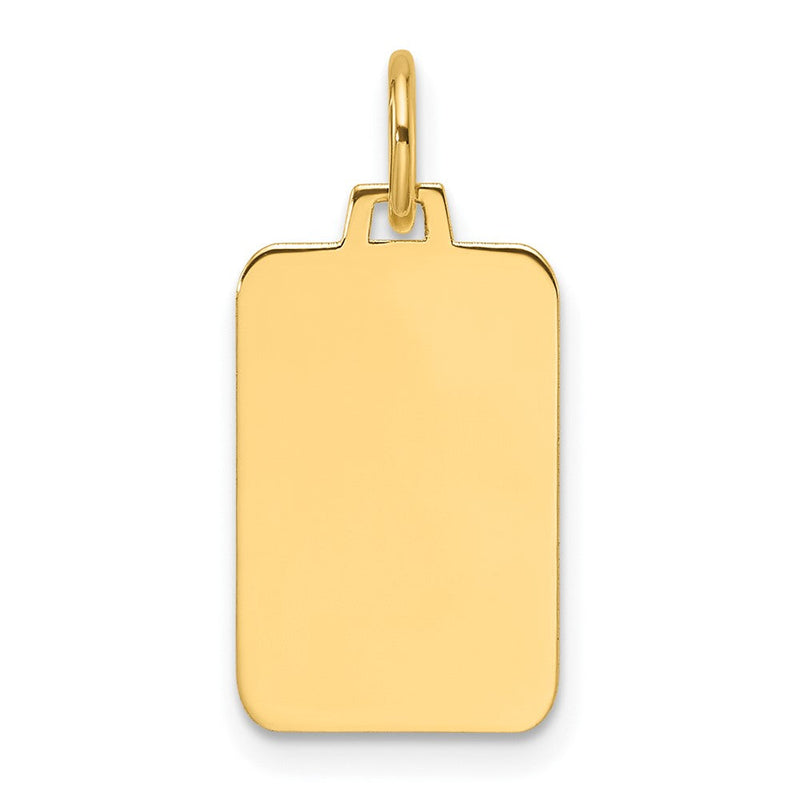 14K Gelbgold Schlicht Gravierbar Rectangular 15.4x10.5mm Plättchen Charm