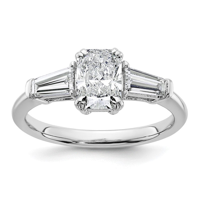 14K Weißgold 1/2 Karat Im Labor Gezüchtet Diamant Vs+ F+ Verjüngt Baguette Sides 1 Karat Radiant Mittig Halbfassung Verlobungsring