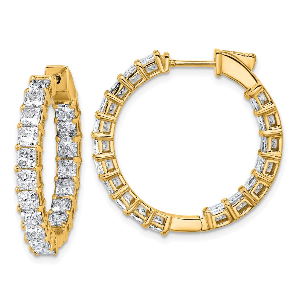14K Gelbgold 6 0,12 ct. Labor gezüchtete Diamant VS+ F+ Prinzess Komplett In-and-Out Creolen