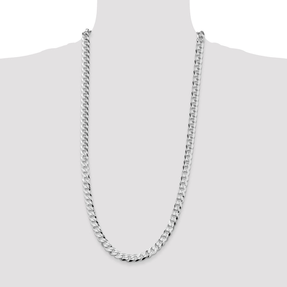 Sterlingsilber Rhodiniert 8.5mm Flach Panzer 30 Zoll Kette