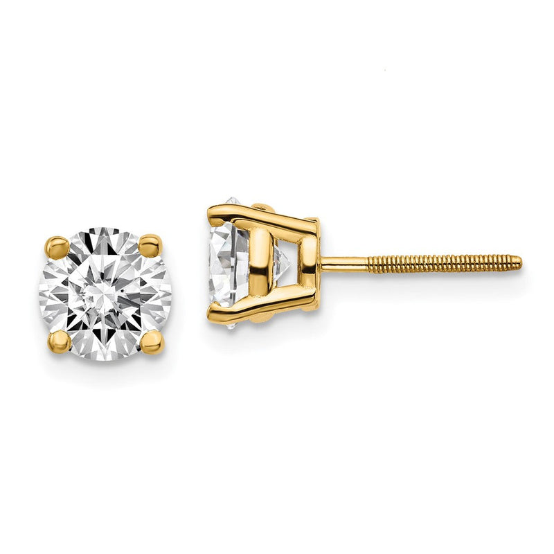 14K Gelbgold 2 ct Im Labor Gezüchtet Diamant Vs/si+ G+ Rund 4 Krappen Standard Gewicht Schraubverschluss Ohrstecker
