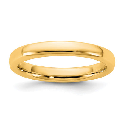 14K Gelbgold 3 mm Ehering mit europäischer Komfort-Passform