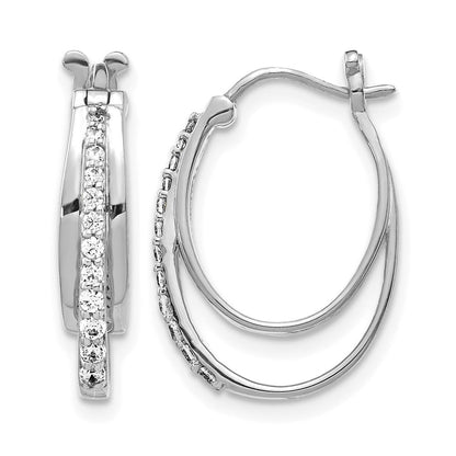 14K Weißgold Ohrringe mit Diamanten, 0,25K, dreifache Oval-Creolen