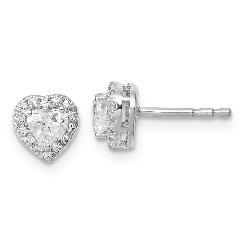 14K Weißgold Im Labor Gezüchtet Vs/si+ G+ Diamant Herz Form Heiligenschein Komplett Ohrringe