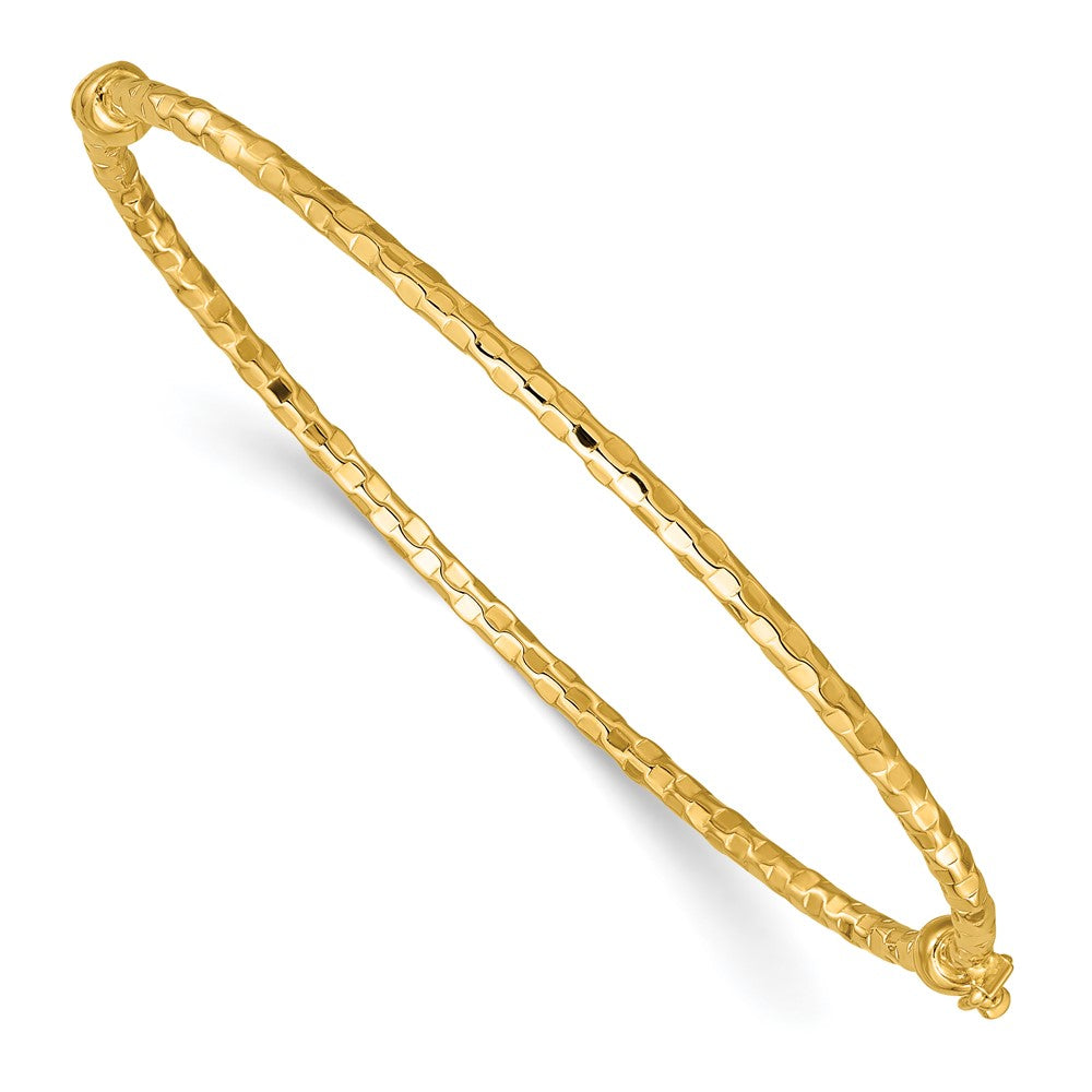 14K Gelbgold Poliert Diamantiert 2.20mm Klappbar Oval Armreif Armband