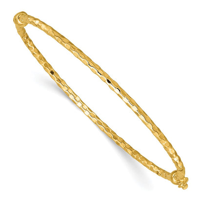 14K Gelbgold Poliert Diamantiert 2.20mm Klappbar Oval Armreif Armband