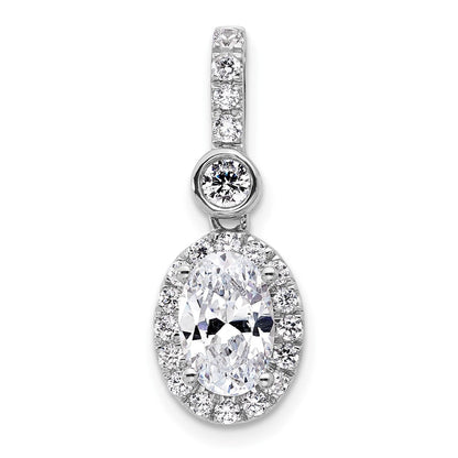 14K Weißgold Anhänger mit 2 Karat Labordiamant VS/SI+ G+ im Ovalschliff mit komplettem Halo