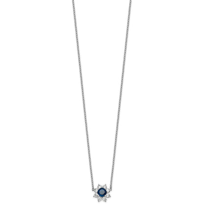 14K Weißgold Vs/si G+ Im Labor Gezüchtet Diamant und Aaa Qualität Echt Blau Sapp