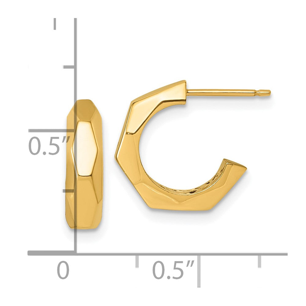 14K Gelbgold Poliert Hohl Geometric C-hoop Ohrstecker