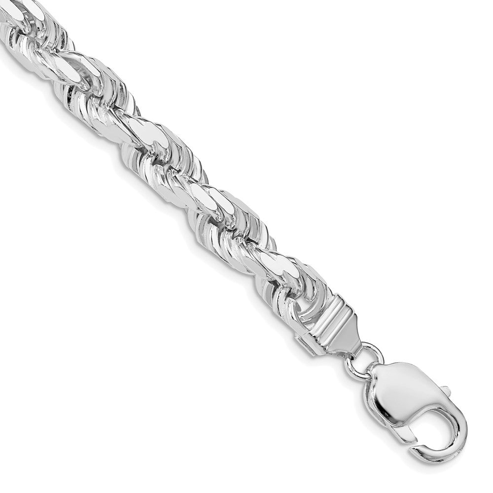 Sterlingsilber Rhodiniert 7.8mm Diamantiert Kordel Gliederarmband