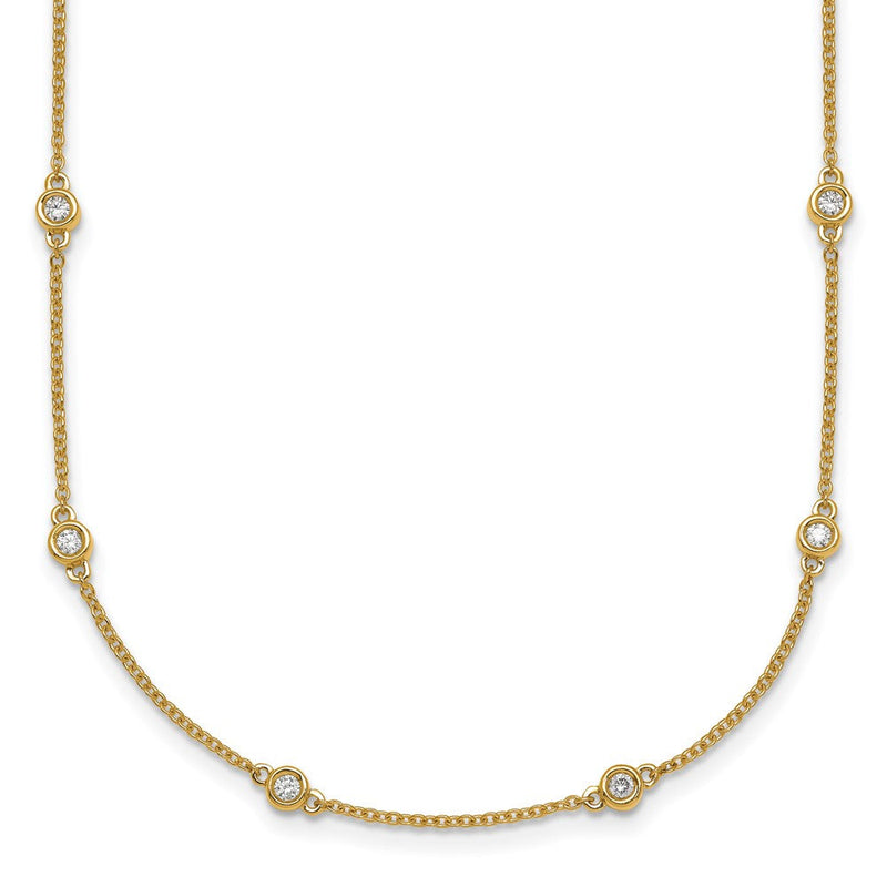 14K Gelbgold Komplett 3/8 Karat Zargenfassung-set Diamant und Ankerkette Kette 16-station 16 Zoll Halskette