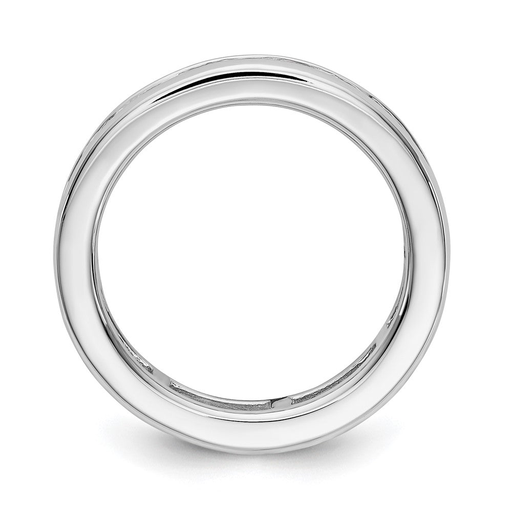 14K Weißgold Poliert 2ct Kanalfassung Set Diamant Memoire Ehering Ring