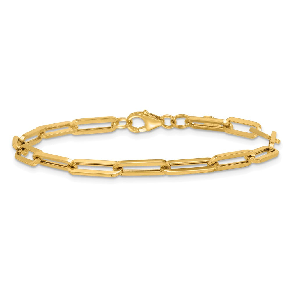 14K Gelbgold Poliert 4.3mm Büroklammer Glieder 7.5 Zoll Armband
