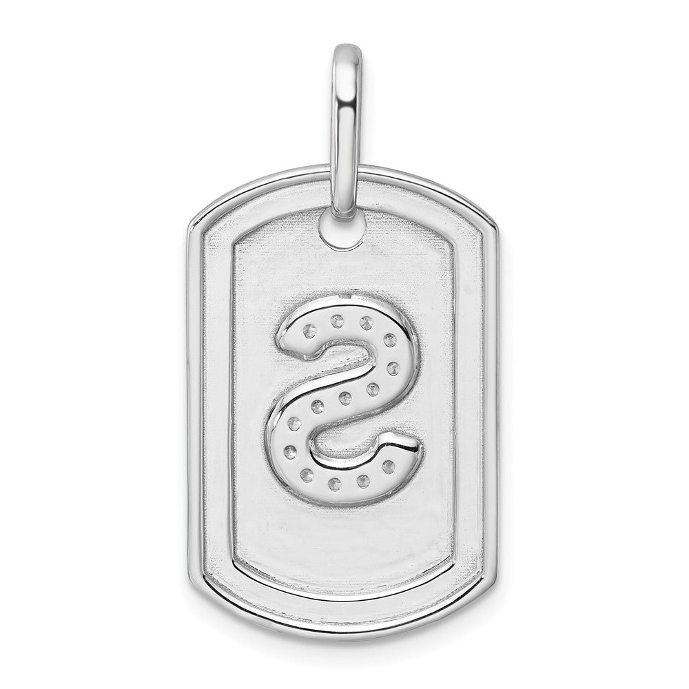 14K Weißgold Diamant-Initial-„S"-Erkennungsmarken-Charm