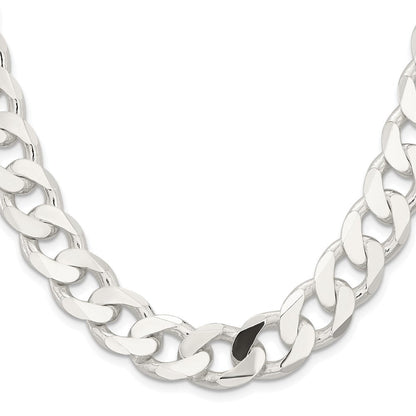 Sterlingsilber Rhodiniert 14.5mm Panzer 28 Zoll Kette