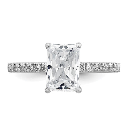 14K Weißgold 2K Zertifizierter Laborgezüchteter Diamant VS/SI+ G+ Radiant Solitär Verlobungsring mit Flair