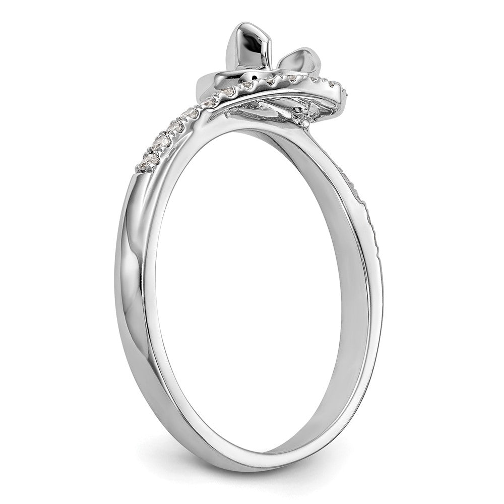 14K Weißgold By-pass (holds 1/3 Karat (4.5mm) Rund Mittig) 1/6 Karat Diamant Halbfassung Verlobungsring