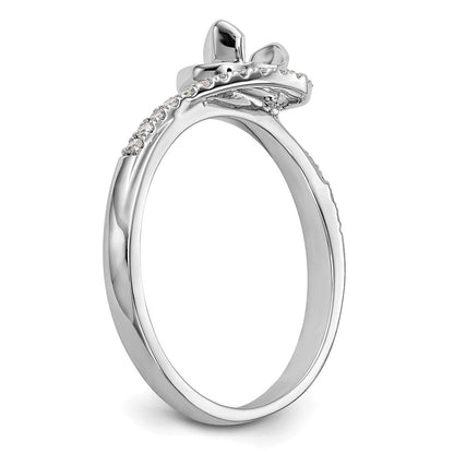 14K Weißgold By-pass (holds 1/3 Karat (4.5mm) Rund Mittig) 1/6 Karat Diamant Halbfassung Verlobungsring