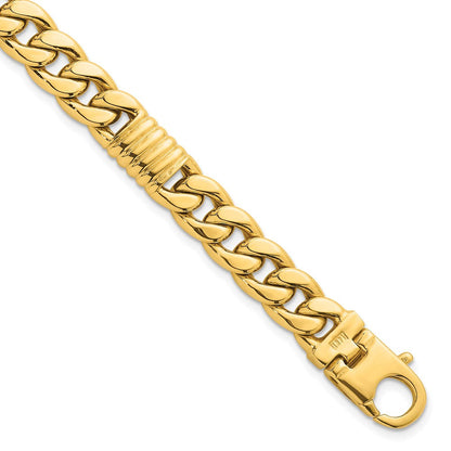 14K Gelbgold Poliert 8.75mm Fantasie Panzer Kette Herren Armband