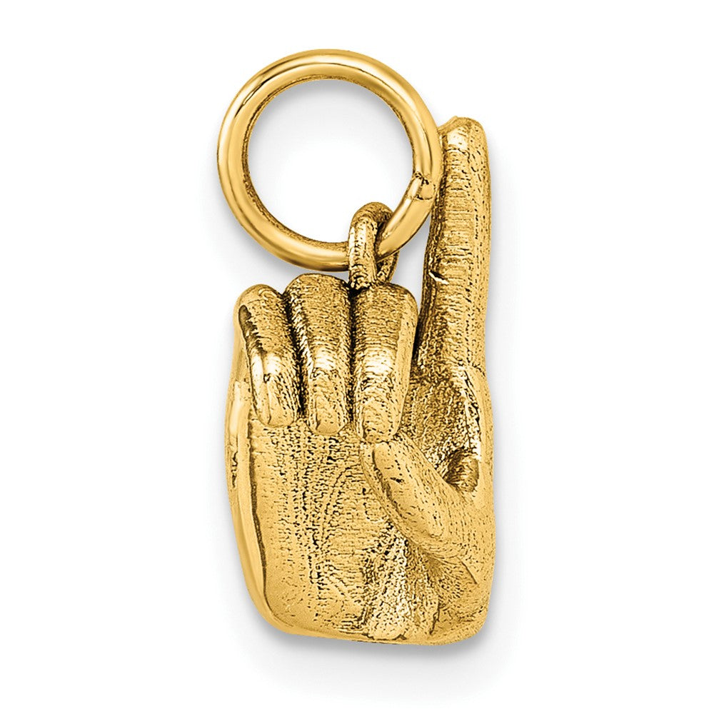 14K Gelbgold Anhänger mit Fingeralphabet-Zeichen "D" der Amerikanischen Gebärdensprache
