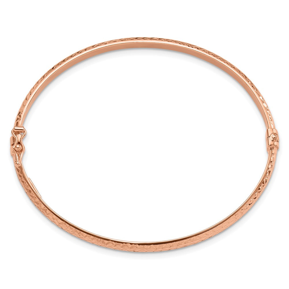 14K Roségold Poliert Diamantiert 4.00mm Klappbar Oval Armreif Armband