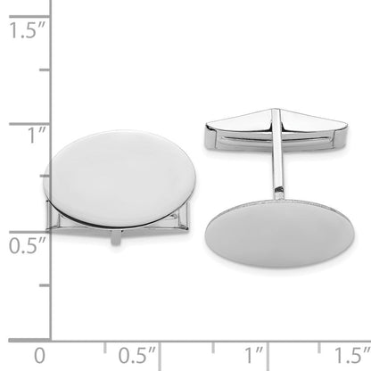 14K Weißgold Herren Oval Manschette Knöpfe