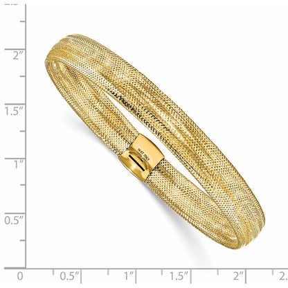14K Gelbgold Poliert Netz Dehnbar Armband