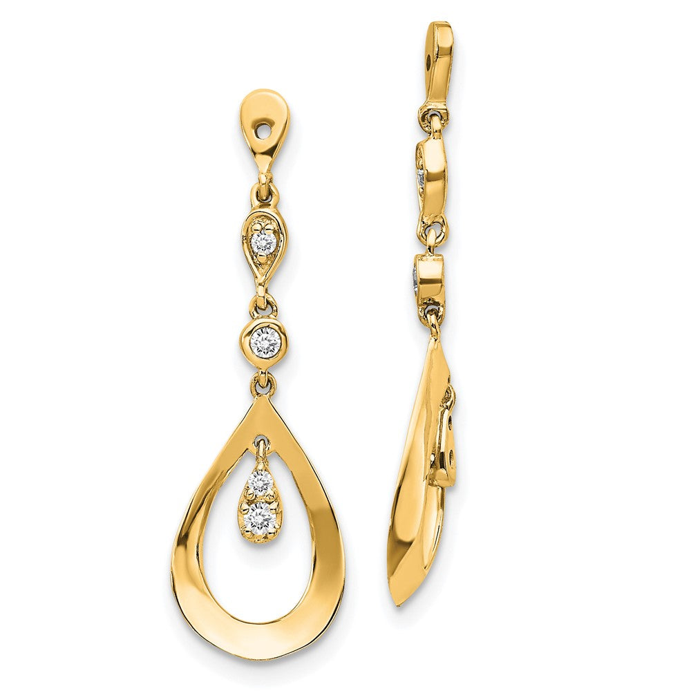 14K Gelbgold Diamant-Tropfen-Ohrring-Jackets, 0,125 Karat