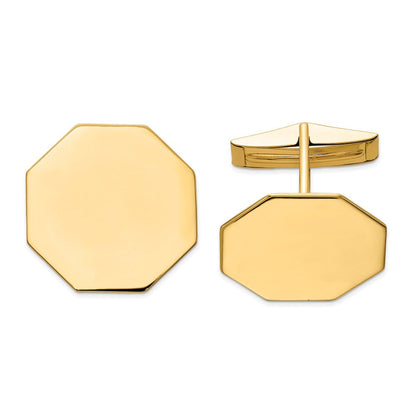 14K Gelbgold Herren Octagonal Manschette Knöpfe