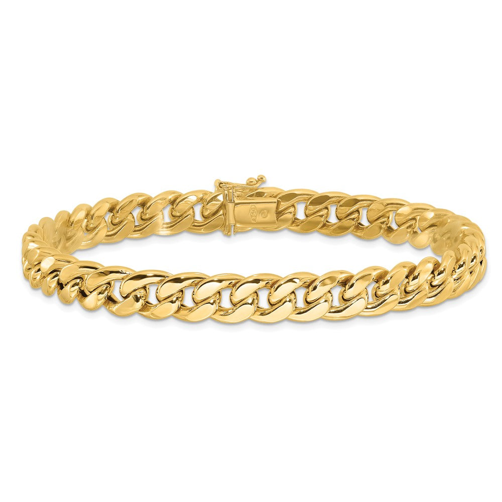 14K Gelbgold Poliert 8.9mm Panzer Glieder 9 Zoll Herren Armband