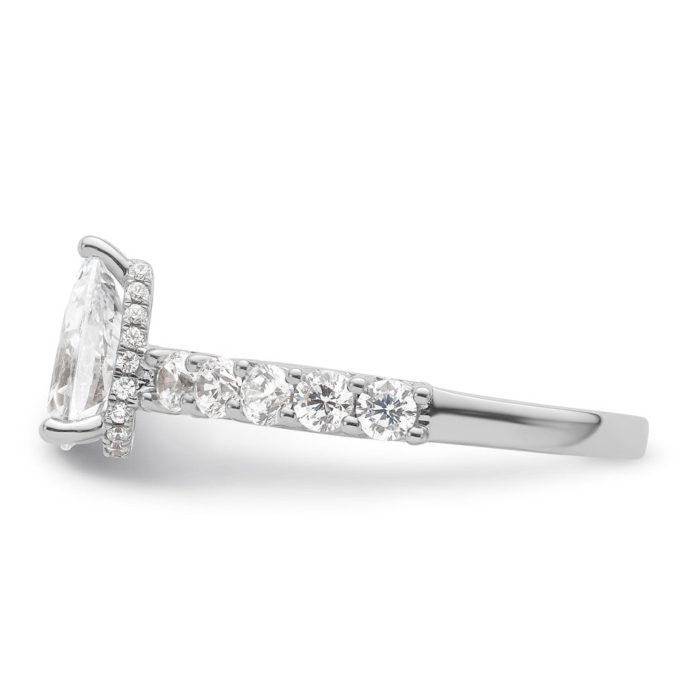 14K Weißgold Verlobungsring mit 2K Labor-gezüchtetem Diamant, VS/SI+ G+, Birnenschliff, komplett
