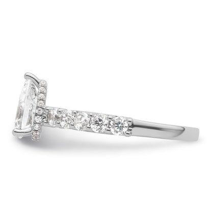 14K Weißgold Verlobungsring mit 2K Labor-gezüchtetem Diamant, VS/SI+ G+, Birnenschliff, komplett