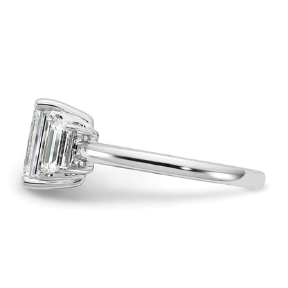 14K Weißgold 3/4ct Im Labor Gezüchtet Diamant Vs+ F+ Halbfassung Smaragd Mittig Ring