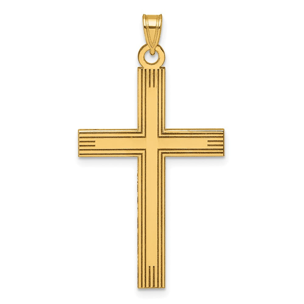 14K Gelbgold Lasergraviert Geätzt Kreuz Charm