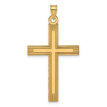 14K Gelbgold Lasergraviert Geätzt Kreuz Charm