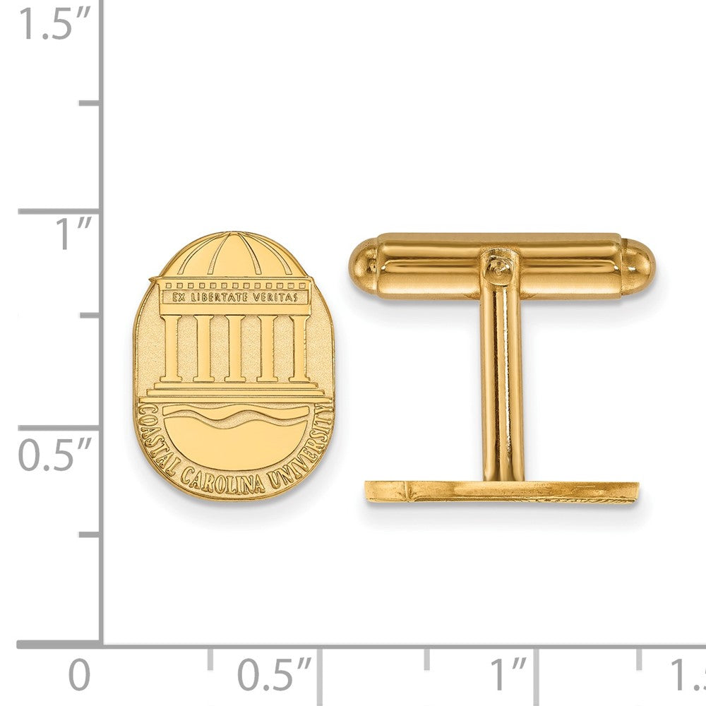 14K Gelbgold Gold Logoart Coastal Carolina University Wappen Manschette Knöpfe