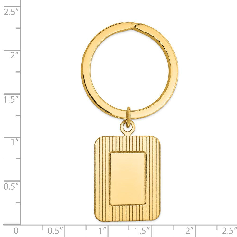 14K Gelbgold Strukturiert Rechteck Plättchen Key Ring