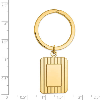 14K Gelbgold Strukturiert Rechteck Plättchen Key Ring