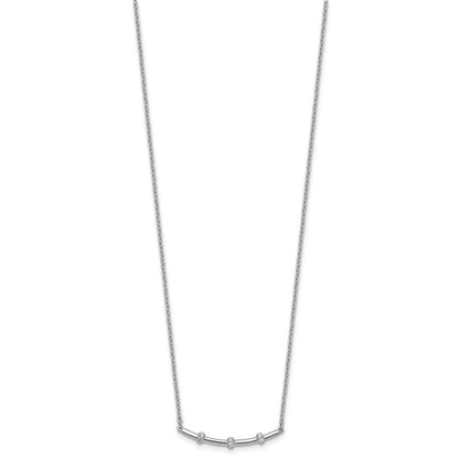 14K Weißgold Poliert 1/20 Karat Diamant Gebogen Stab 18 Zoll Halskette