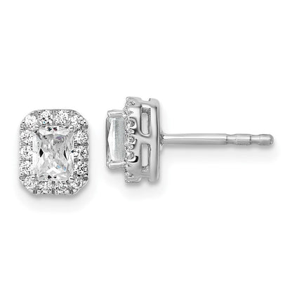 14K Weißgold Ohrstecker mit Labor-Diamanten im Smaragdschliff, Halo-Fassung, 0,625 ct., VS/SI+ G+