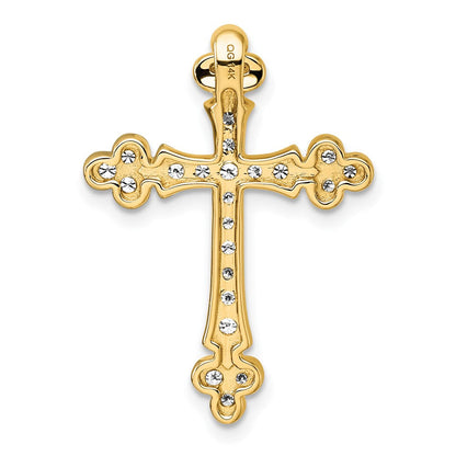 14K Gelbgold 1/2 Karat Diamant Knospend Kreuz Kette Anhänger