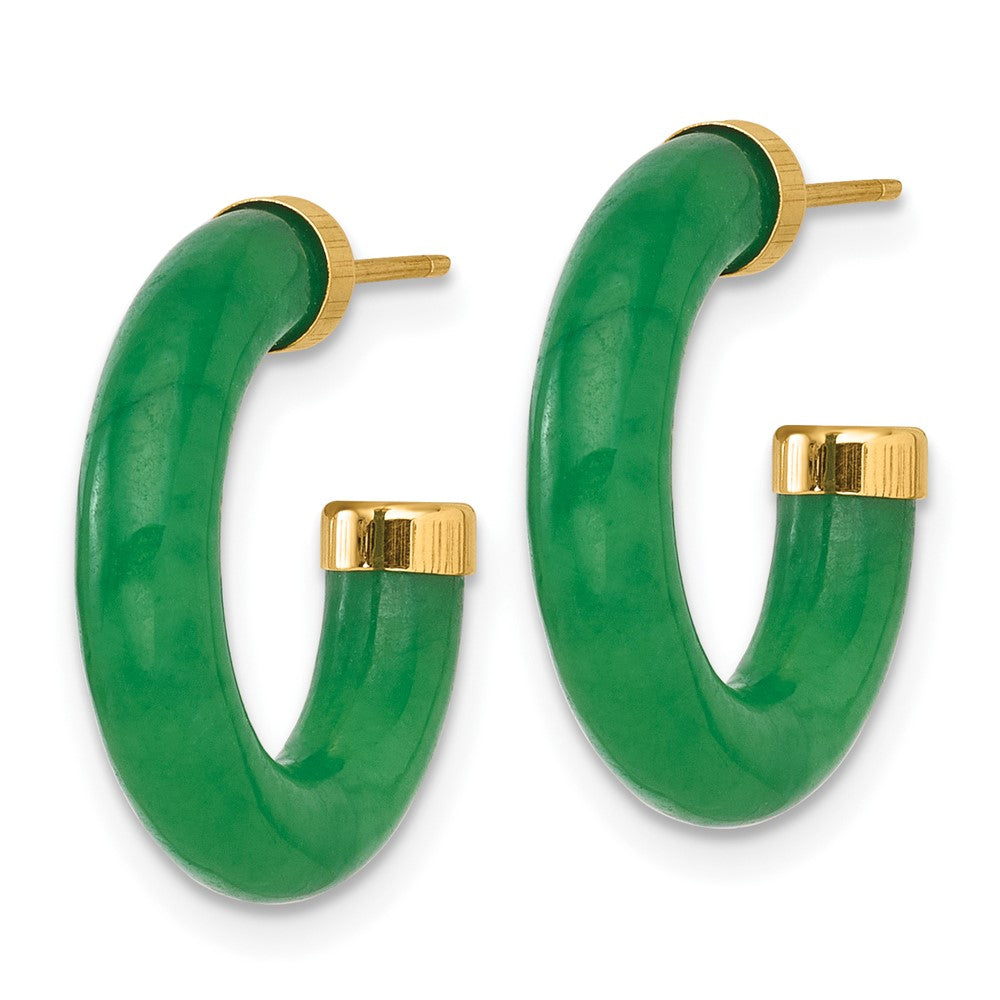 14K Gelbgold Poliert 3.8mm Jade Stecker C- Creolen