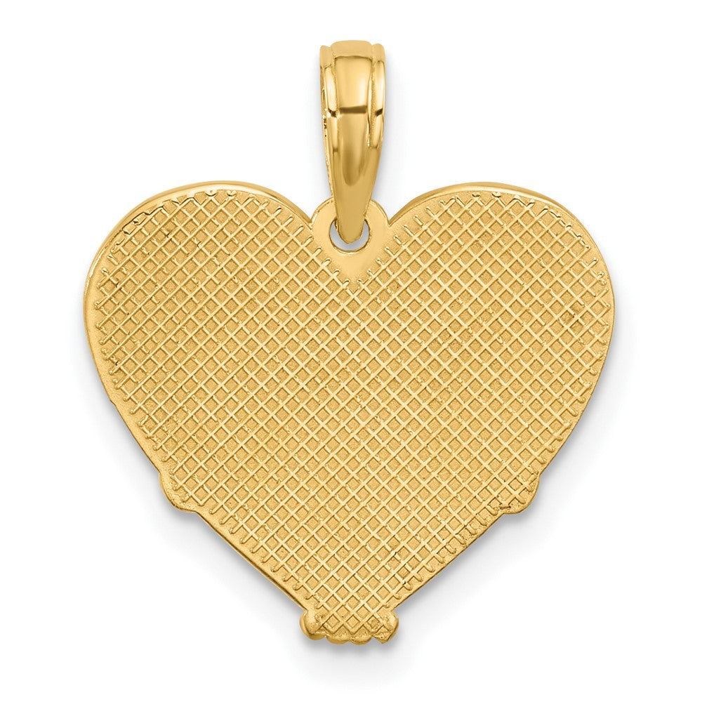 14K Gelbgold Charm "Verschlungenes Herz" mit Schnörkeln, poliert und gebürstet