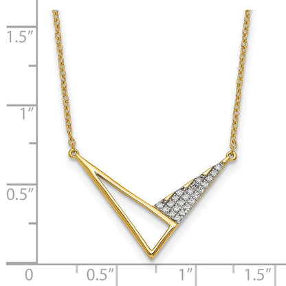 14K Gelbgold Poliert 1/10 Karat Diamant Geometric Triangles 18 Zoll Mode Halskette