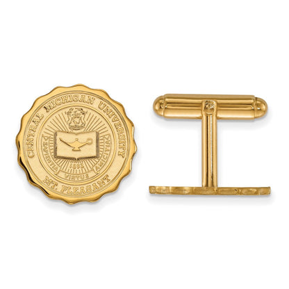 14K Gelbgold Gold Logoart Central Michigan University Wappen Manschette Knöpfe