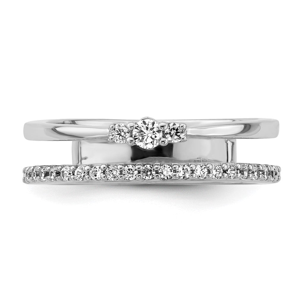 14K Weißgold Polierter Diamant-Doppel-Ehering Modering