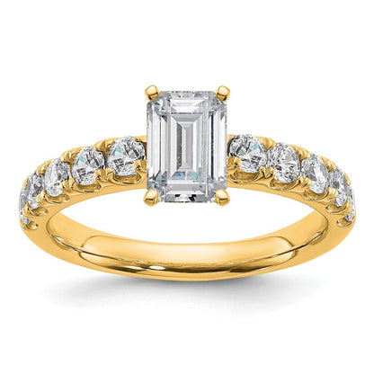 14K Gelbgold Zertifiziert 1 3/4 Karat Im Labor Gezüchtet Diamant Vs+ F+ Smaragd Komplett Verlobungsring