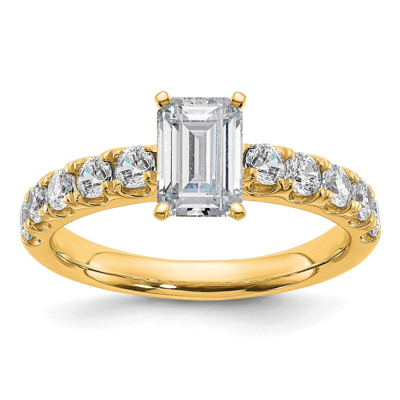 14K Gelbgold Zertifiziert 1 3/4 Karat Im Labor Gezüchtet Diamant Vs+ F+ Smaragd Komplett Verlobungsring