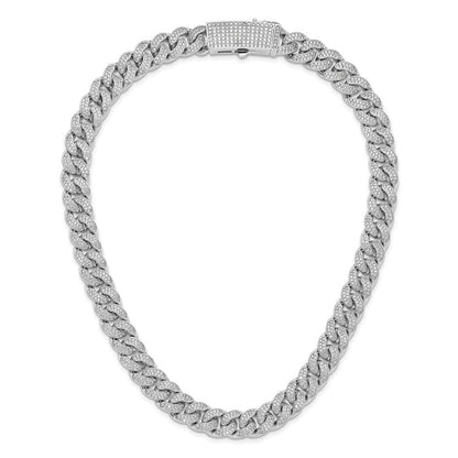 Sterlingsilber Schimmernd Sterlingsilber Rhodiniert Zirkonia 1300 Stein Panzer Glieder Halskette