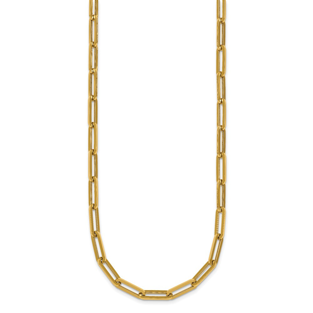 14K Gelbgold Poliert 4.3mm Büroklammer Glieder 18 Zoll Halskette